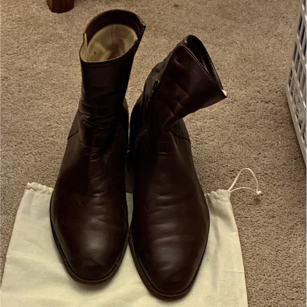 Bally Mens Brown Leather Ankle Boots Zip Round Toe Size 11 M